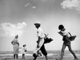 Two Traveling Salesmen Walking on a Beach Photographic Print by A. Villani