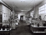 Three Technicians Working in the Laboratory of the Naarden Leepen Factory Photographic Print by A. Villani