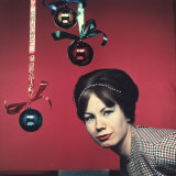 Young Woman with Christmas Ornaments on Which Merry Christmas is Written Photographic Print by A. Villani