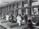 Workers Operating Machinery at the Recordati Pharmaceutical Factory Photographic Print by A. Villani