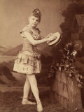 Portrait of a Young Girl in Dance Costume Playing a Tamborine Photographic Print by Giuseppe Wulz