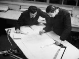 Engineers at Work in the Giordani Company, Producer of Baby Carriages and Bicycles Photographic Print by A. Villani