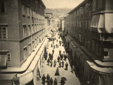 View of Via S. Antonio in Trieste, Busy with Pedestrians Photographic Print by Giuseppe Wulz