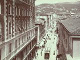 Aerial View of Via St. Antonio, in Trieste, with the Hill of Scorcola Photographic Print by Giuseppe Wulz
