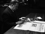Office Worker at the Newspaper Printing Facility of the Daily Il Resto Del Carlino in Bologna Photographic Print by A. Villani