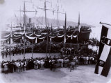 Maiden Voyage at the Shipyard of the Austrian Lloyd in Trieste Photographic Print by Giuseppe Wulz