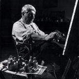 Italian Painter Giorgio De Chirico at Work in His Studio Fototryk i høj kvalitet af Gjon Mili