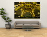 Line of Tourists Queuing Under Eiffel Tower at Night, Paris, France Wall Mural