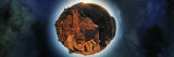 Wild Digital Composite of the Grand Canyon in Polar Projection Floating Above a Mysterious Ocean Photographic Print by Panoramic Images 