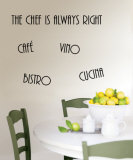 Cucina, Bistro, Vino, Cafe, The Chef is Always Right 壁用シール