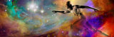 Illustrative Representation of a Man Running in the Universe Photographic Print by Panoramic Images 