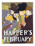 Harper's February, Poster Illustration Usa, 1897 reproduction procédé giclée par Edward Penfield