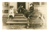 Boy Riding Donkey Posters