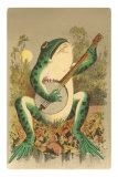 Frog Playing Banjo in Moonlight Affiches