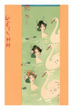 Geishas Swimming with Swans Posters