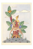 Woman with Gazelle and Surrealistic Plant Posters