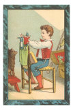 Victorian Boy with Punch and Judy Show for Dog Prints