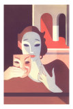 Stylized Actress Holding Comedy Mask Photo