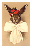 Rabbit in Bow and Hat Posters