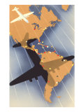 Airplane and Shadow over the Americas Lámina giclée Airplane and Shadow over the Americas Lámina giclée