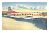 Airplane over Water and Shore Print