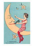Woman Giving Wine to Moon Poster