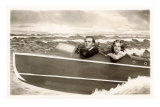 Couple in Pretend Speedboat Poster