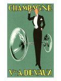 Champagne, Swell with Glass Affiche
