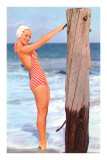 Woman in Stiped Suit with Pylon Prints