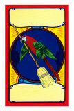 Macaw Holding Broom Posters