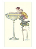 Lady Climbing into Champagne Glass Photographie