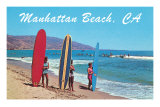 Surfers at Manhattan Beach Prints
