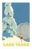 Big Snowy Tree and Skier, Lake Tahoe Prints