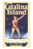 Woman Surfing on Catalina Island Posters