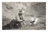 Cowboy Cooking over Campfire Posters