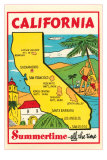 Cartoon Map of California Poster