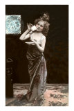 Girl in Dress-Up with Coffee Cup Poster