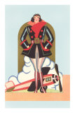 Art Deco Lady Pilot and Airplane Prints