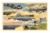 U.S. Navy Planes and Aircraft Carrier Print
