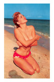 Topless Woman Hugging Chest Print