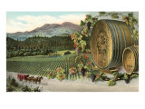 Vineyard with Horse-Drawn Cart Photo