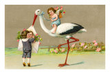 Children with Stork Posters