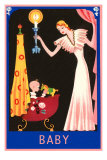 Baby in Pram, Art Deco Poster
