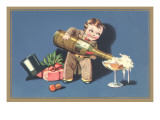 Little Boy with Big Champagne Bottle Giclee Print