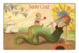 Mermaid with Parasol, Santa Cruz, California Posters