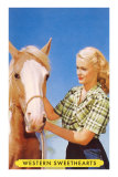 Blonde Cowgirl with Palomino Prints