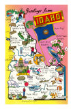 Greetings from Idaho, Map of Highlights Prints