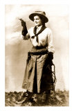 Cowgirl Pointing Gun Print