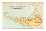 Map of Nantucket Island, Massachusetts Kunstdrucke