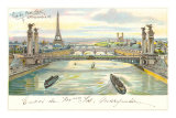 Seine Bridges, Eiffel Tower, Paris, France Prints